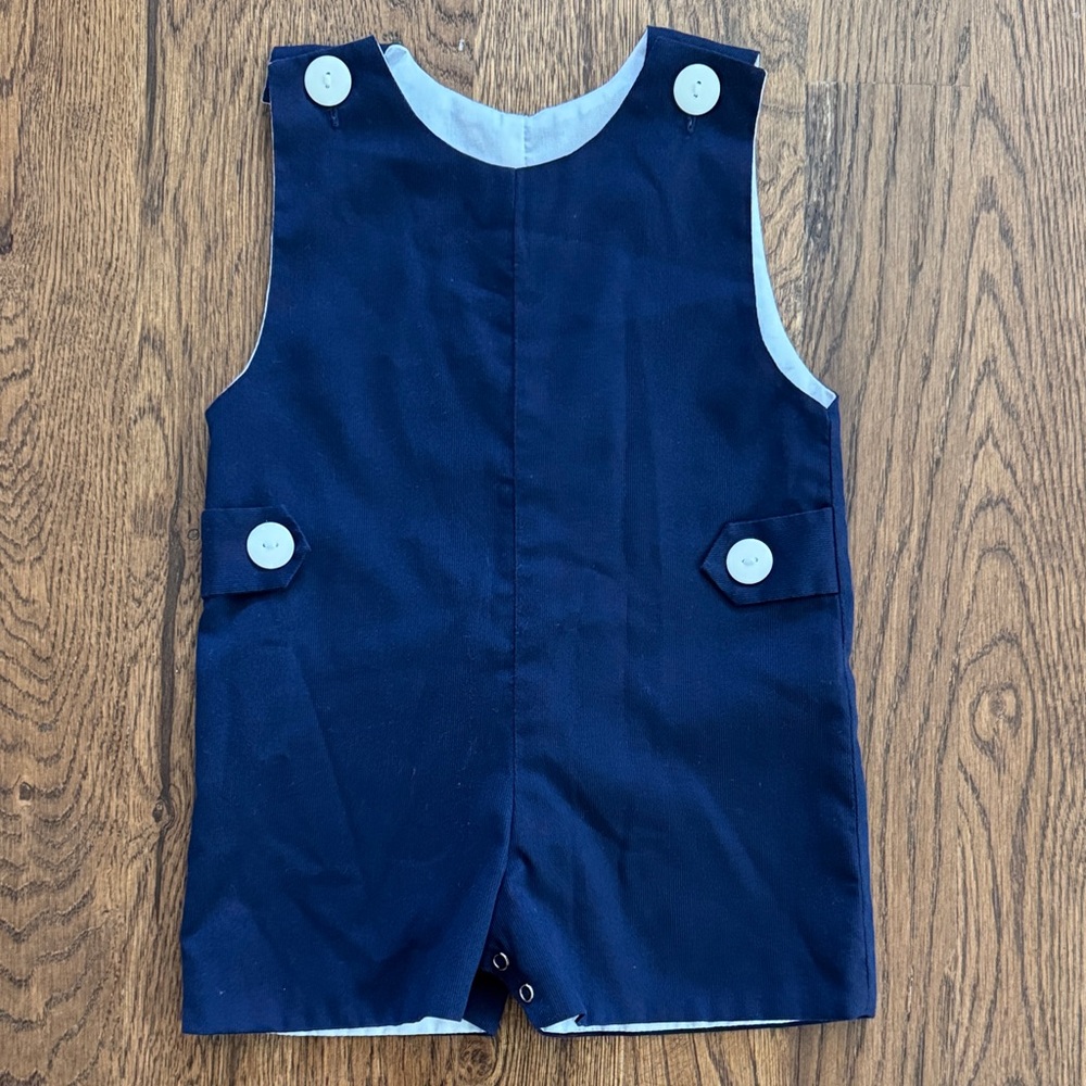 Lulu Bebe Navy Button-Accent Toddler Romper